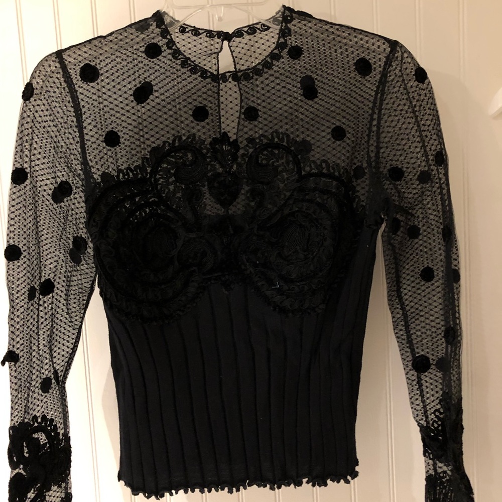 Italian Designer Lace Black Shirt